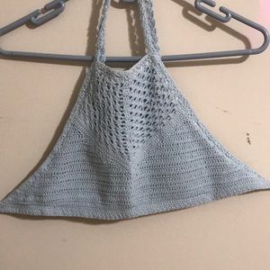 Blue crochet crop top